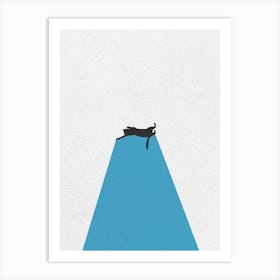 Vintage Minimal Art Cat Behind Light Art Print