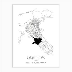 Sakaiminato,Japan Minimalist Map Art Print