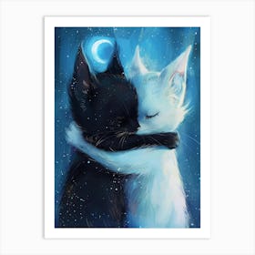 Two Cats Hugging 6 Art Print