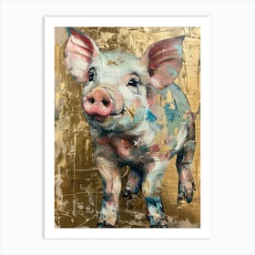 Piglet Gold Effect Collage 3 Art Print