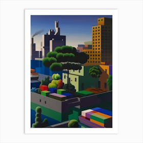 City By The Water Art Print