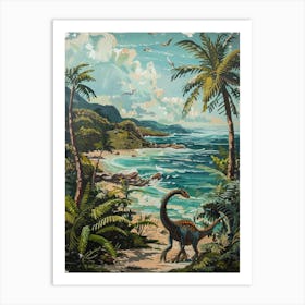 Dinosaur By The Sea Painting 2 Art Print