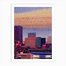 Peoria, City Us  Pointillism Art Print