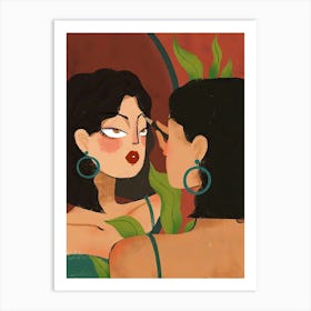 Woman in mirror Art Print