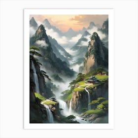 Chinese Mountain Landscape Painting (28) Art Print