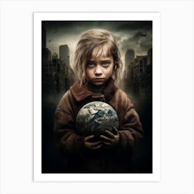 Child Holding A Globe Art Print