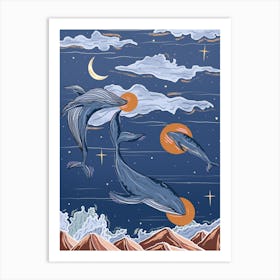 Fantasy Whale Starry Sky Illustration Art Print