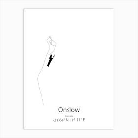 Onslow,Australia Minimalist Map Art Print