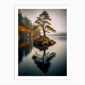 Lone Tree In A Lake 2 Art Print