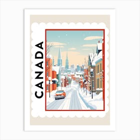 Retro Winter Stamp Poster Montreal Canada 2 Art Print