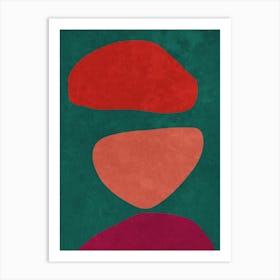 Abstract Forms Red and green Art Print