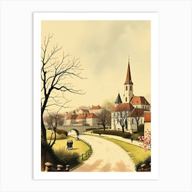 Village In Spring Art Print