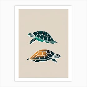 Conservation Sea Turtles, Sea Turtle Retro Minimal 1 Art Print