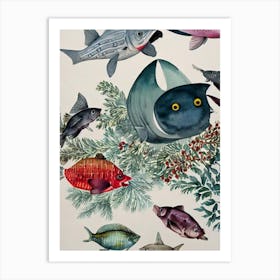 Anglerfish Vintage Graphic Watercolour Art Print