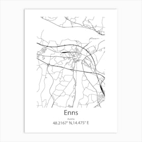 Enns,Austria Minimalist Map Art Print