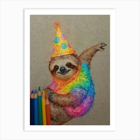 Birthday Sloth 1 Art Print