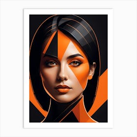 Woman Portrait Minimalism Geometric Pop Art (27) Art Print