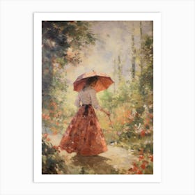 Woman In Rose Garden Painting Art Print