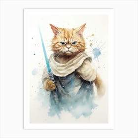 Persian Cat As A Jedi 3 Art Print