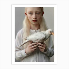 Girl With Bird Art Print