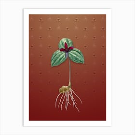 Vintage Tri Flower Botanical on Falu Red Pattern n.1963 Art Print