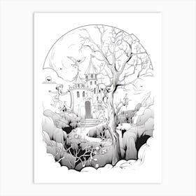 Neverland (Peter Pan) Fantasy Inspired Line Art 1 Art Print