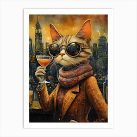 City Cat At Rooftop Bar 6 Art Print