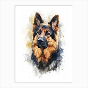 German Shepherd Watercolor Painting 4 Art Print