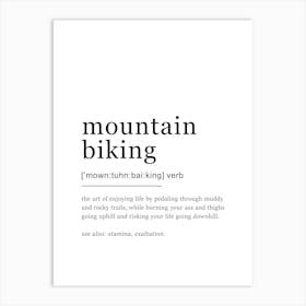 Mountain Biking Definition Poster - Dictionary Art Print