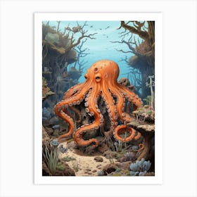 Octopus Exploring Surroundings 8 Art Print