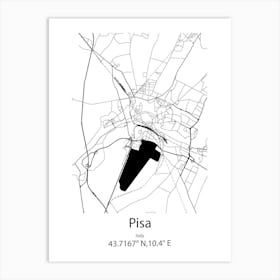 Pisa,Italy Minimalist Map Art Print