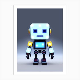 Square Multicolor Robot Art Print