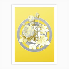 Botanical Yellow Rose in Gray and Yellow Gradient n.096 Art Print