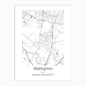 Wattignies,France Minimalist Map Art Print