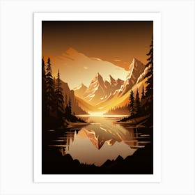 Sunset Mountain Landscape Art Print