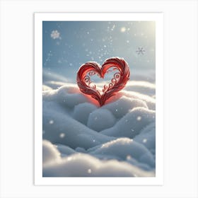 Heart In The Snow Art Print