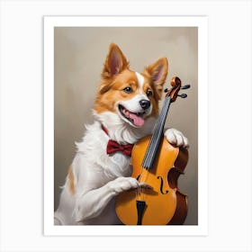 Dog Playing Violin Dog lover Art Print