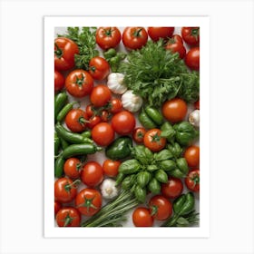 Fresh Vegetables Tomatoes Peppers Chilis Kitchen Wall Art 2 Art Print