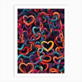 Colorful Hearts Art Print