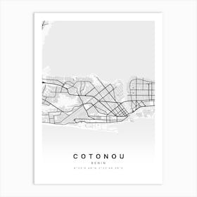 Cotonou Benin White Map Art Print