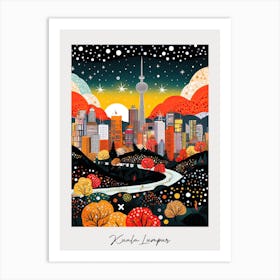 Poster Of Kuala Lumpur, Illustration In The Style Of Pop Art 1 Art Print