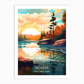 Acadia National Park Travel Poster Illustration Style 6 Art Print