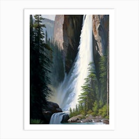 Horsetail Falls, United States Peaceful Oil Art  (2) Art Print