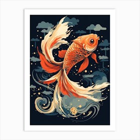 Goldfish Animal Drawing In The Style Of Ukiyo E 4 Art Print