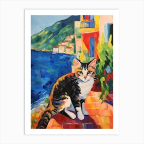 Painting Of A Cat In Budva Montenegro 1 Art Print