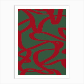 Abstract Line Red And Green Christmas Art Print