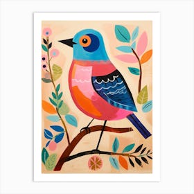 Pink Scandi Bluebird 3 Art Print