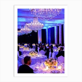 A Lavishly Ornate Ballroom Room Buzzing With Elite Figures Their Gowns And Suits Reflecting The Gl Art Print