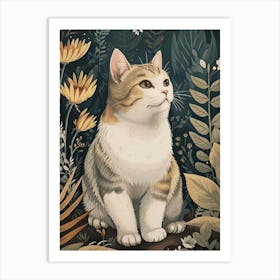 American Shorthair Cat Japanese Illustration 4 Art Print