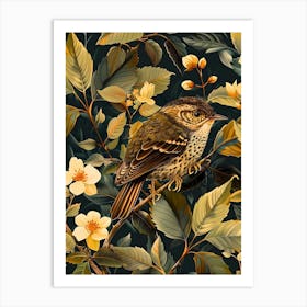 Bird On A Branch Inspired by William Morris 1 Art Print